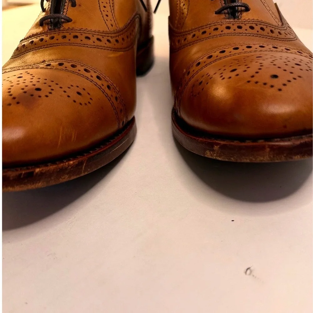 Allen Edmonds Strand Mens Walnut Leather Cap Toe Oxfords 11.5 D Brogue $450